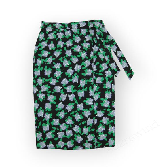 Sz12 DVF DianeVonFurstenberg Elma Floral Cady Midi Wrap Skirt Green - Picture 13 of 16